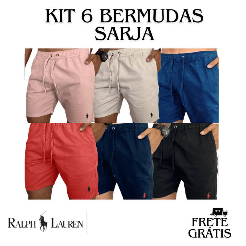 Kit 6 Bermudas Sarja -  Ralph Lauren Qualidade Premium