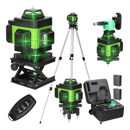 Kit Nível Laser Verde 12 Linhas 40m com Tripé + Esquadro + Suporte -  Recarregável