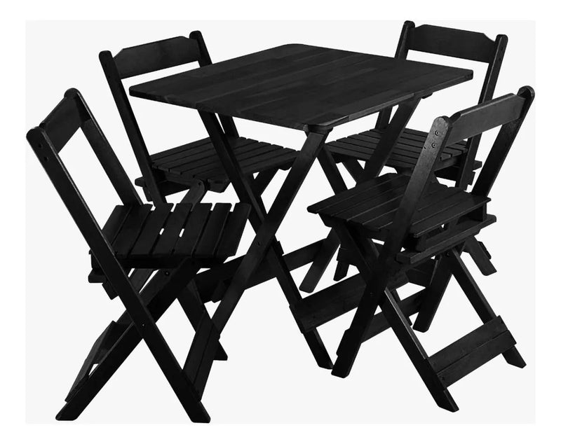 Jogo De Mesa Dobrável 70x70 C/ 4 Cadeiras Madeira Maciça Maplan