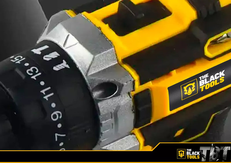 Parafusadeira Furadeira De Impacto Profissional 21v Modelo TB-21PX 2 Baterias Com Maleta The Black Tools 127/220V 60Hz Amarelo