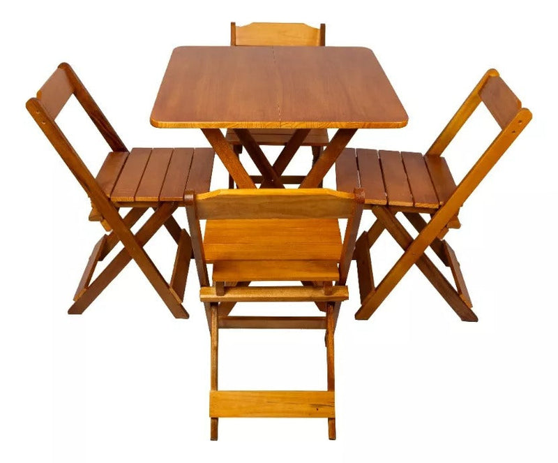 Jogo De Mesa Dobrável 70x70 C/ 4 Cadeiras Madeira Maciça Maplan