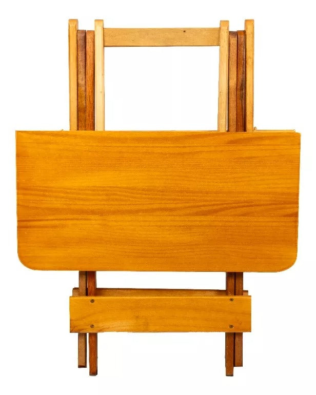 Jogo De Mesa Dobrável 70x70 C/ 4 Cadeiras Madeira Maciça Maplan