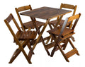 Jogo De Mesa Dobrável 70x70 C/ 4 Cadeiras Madeira Maciça Maplan